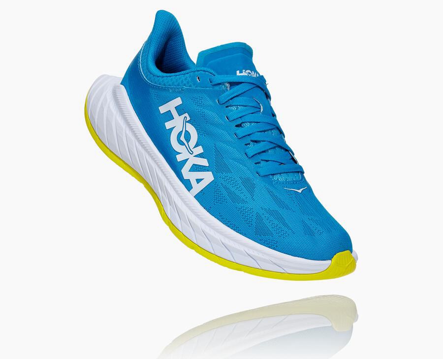 Hoka One One Carbon X 2 - Women's Running Shoes - Blue/White - UK 540NYKSCB